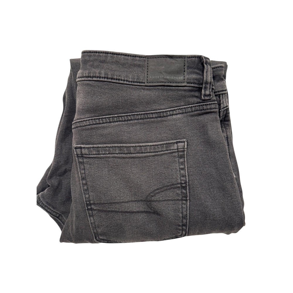 NWT American Eagle Mom Jeans Washed Black Stretch High Rise Denim 8 Long 2702 - Picture 3 of 6